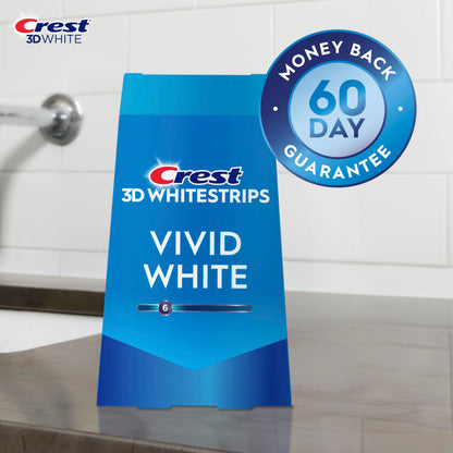 Crest 3D Whitestrips Vivid White At-home Teeth Whitening Kit, 10 Treatments, 6 Levels Whiter