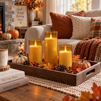 Fo32won Amber Flameless Candles with Remote, LED Pillar Candles Set of 5 🍁 All In One Marketplace Canada