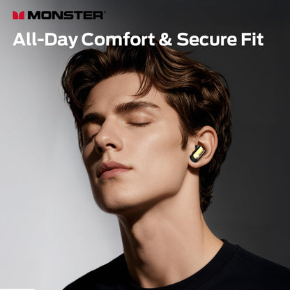 Monster N-Lite 217 Wireless Earbuds, Immersive Stereo Sound, Bluetooth 6.0 in-Ear Headphones, Built-in Smart Noise Cancelling Mic for Clear Calls, Comfortable Fit, 32H Playtime, IPX6 Waterproof, Black