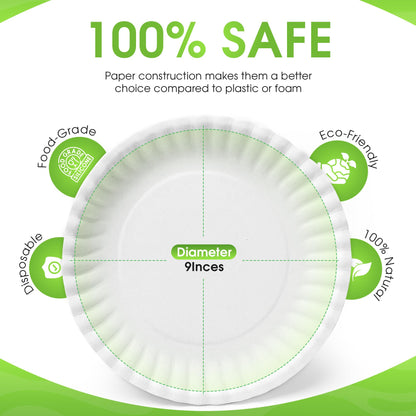 Perfectware 9 Inch White Paper Plates 300ct