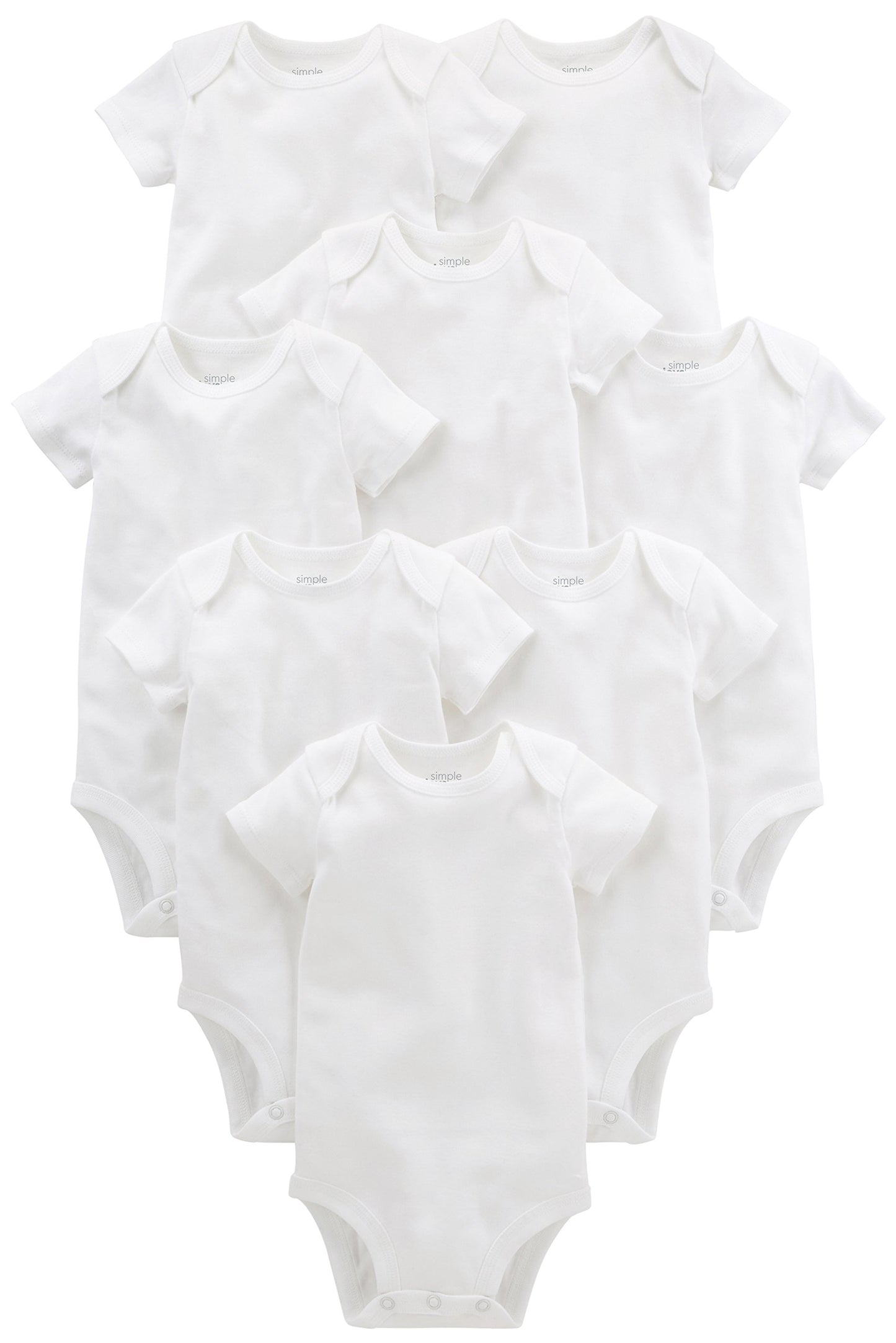 Simple Joys by Carter's Baby 8-Pack Short-Sleeve Bodysuit, White, 6-9 Months 🍁 All In One Marketplace Canada