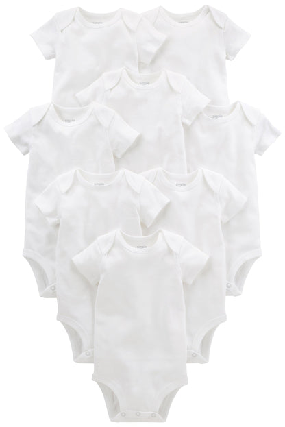 Simple Joys by Carter's Baby 8-Pack Short-Sleeve Bodysuit, White, 6-9 Months 🍁 All In One Marketplace Canada