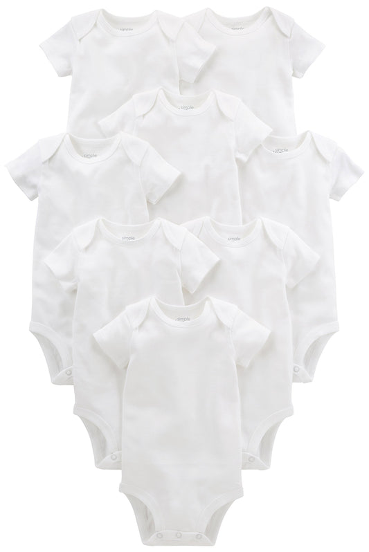 Simple Joys by Carter's Baby 8-Pack Short-Sleeve Bodysuit, White, 6-9 Months 🍁 All In One Marketplace Canada Simple Joys by Carter's
