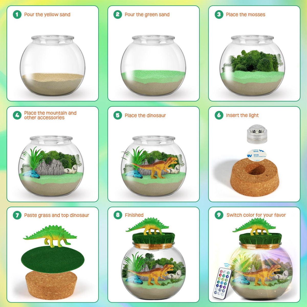Dinosaur Terrarium Kit for Kids, Light Up Dinosaur Toys for Boys Ages 4-8 🍁 All In One Marketplace Canada