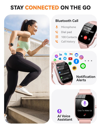 Smart Watch for Women Men - Answer/Make Call, Fitness Tracker Smartwatch for Android iPhone Compatible, Sleep Female Cycle, 120+ Sports Modes Step Counter (Classic, Pink, 1.83)