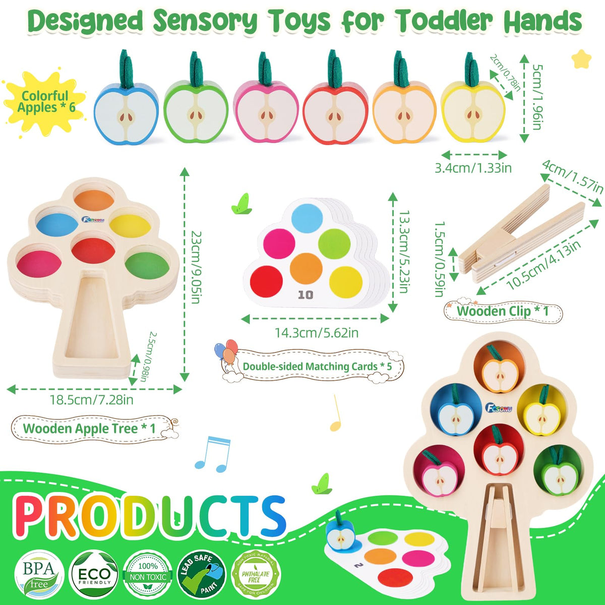 FCSONU Toddler Toys Montessori Toys for 1 2 3 Year Old|Clip Apple Matching 🍁 All In One Marketplace Canada