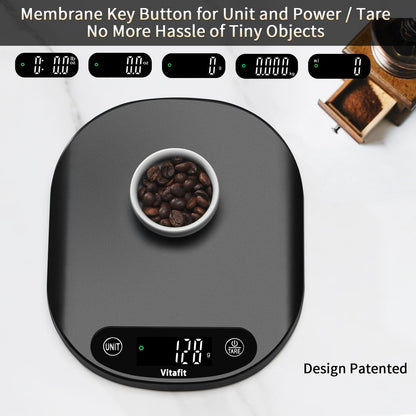 Vitafit 33lb Food Scale, High Accuracy 0.1oz by Our Professional Scale Factory Since 2001, Food Scale Digital Kitchen for Cooking Baking Coffee, LED Display, 3xAAA Battery, Black
