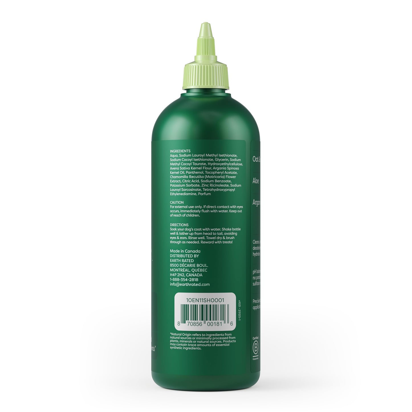 Earth Rated (A Canadian Company), 3-in-1 Soothing Dog Shampoo and Conditioner, Deodorizing Oatmeal Shampoos for Dogs and Puppies, Great for Smelly Pets, White Tea and Basil Scent, 473 ml