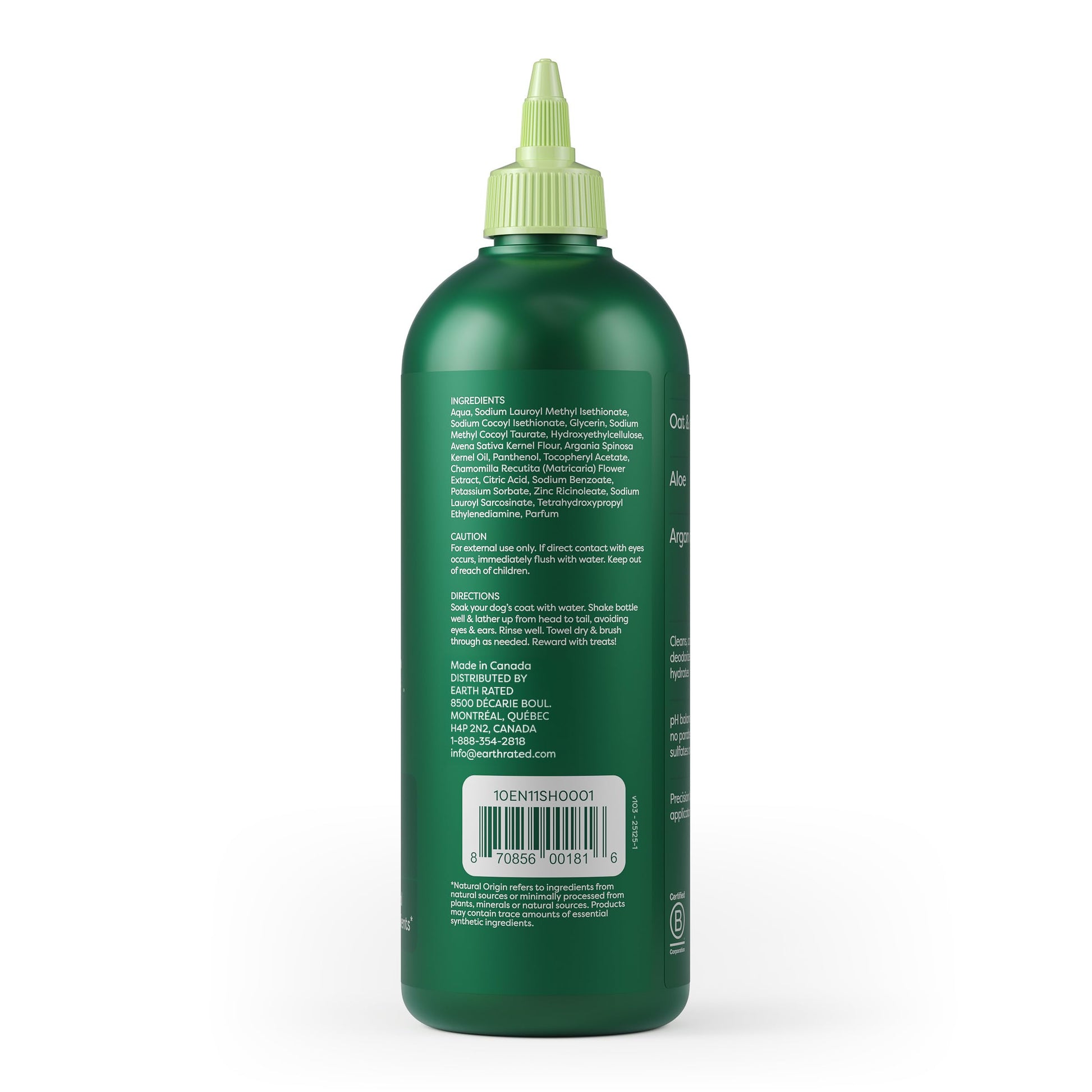 Earth Rated (A Canadian Company), 3-in-1 Soothing Dog Shampoo and Conditioner, Deodorizing Oatmeal Shampoos for Dogs and Puppies, Great for Smelly Pets, White Tea and Basil Scent, 473 ml