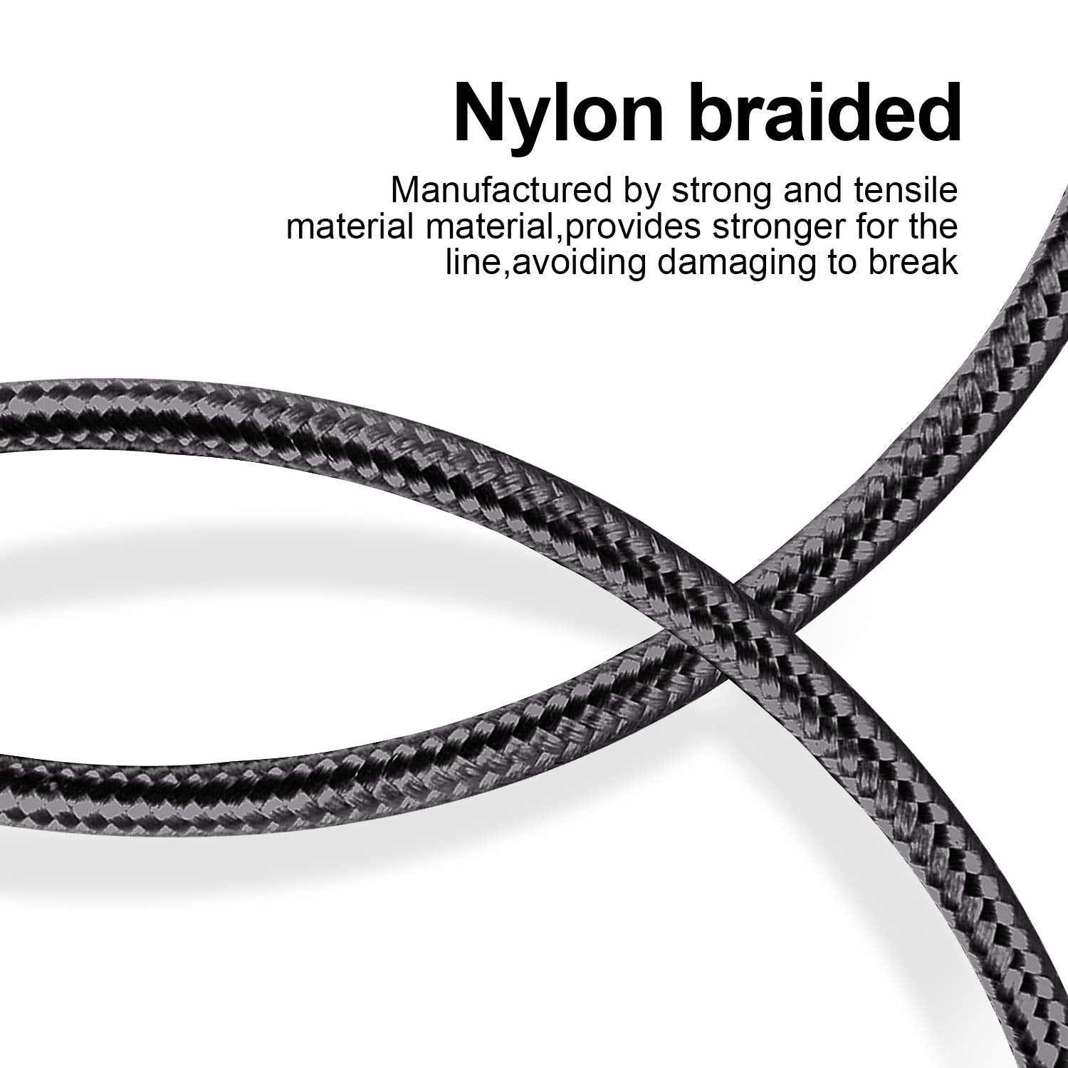 CUGUNU iPhone Charger, 5 Pack 3/3/6/6/10FT Apple MFi Certified USB Lightning Cable Nylon Braided Fast Charging Cord Compatible for iPhone 14/13/12/11/X/Max/8/7/6/5/SE/Plus/iPad - Black - Available at All In One Marketplace Canada