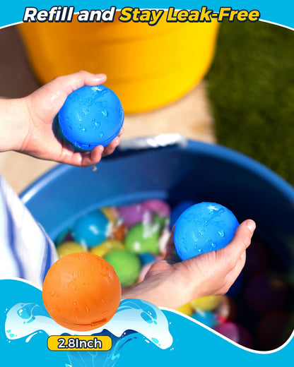Reusable Water Bomb Balloons, Silicone Water Splash Ball with Mesh Bag, Quick Self-Sealing Water Bomb for Kids Adults Outdoor Activities Water Games Toy Outside Summer Fun Party Supplies (12Pack)