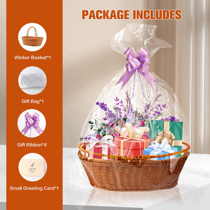 Boensi Wicker Basket with handle, 38x28x12cm Gift basket empty/Fruit Basket – Perfect for Kitchen Storage,Christmas Gift,Table Centerpieces, Serving Bread, Fruit & Vegetable 🍁 All In One Marketplace Canada