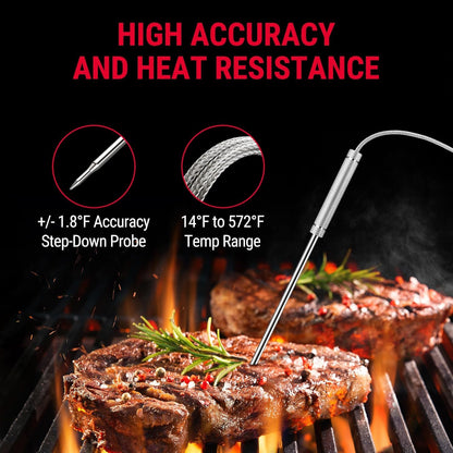 TempPro TP20 500FT Wireless Digital Thermometer with Dual Temperature Probe, Digital Cooking Food Thermometer Wireless for Smoker BBQ Grill Thermometer Beef Steak Turkey Thermometer - Available at All In One Marketplace Canada