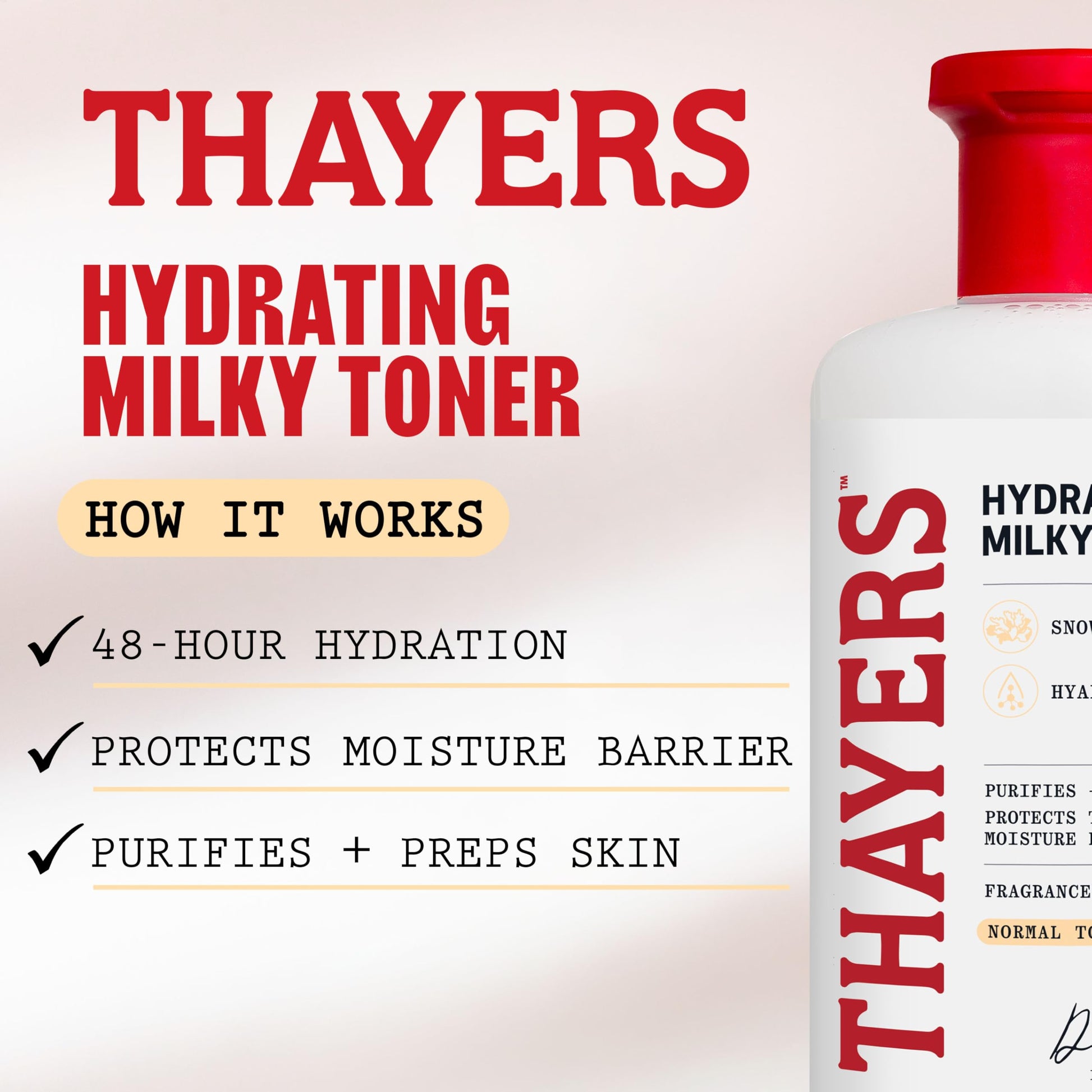 Thayers Milky Face Toner, With Hyaluronic Acid and Snow Mushroom, No Alcohol, Glass Skin, 48 Hour Hydration, For A Dewy And Hydrated Look, From Dry to Oily Skin Types, Vegan, Cruelty Free, 355ml - Available at All In One Marketplace Canada