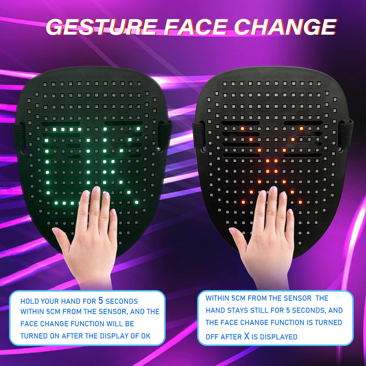 Depointer Life LED Mask Light up Masks With Gesture Sensing, Cool Toys Masks Teen Boys Gifts for Halloween Christmas Birthday 🍁 All In One Marketplace Canada