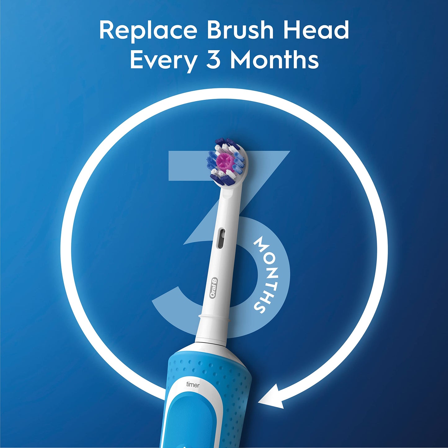 Oral-B Pro 400 3D White Vitality Electric Toothbrush with (2) Brush Heads, Rechargeable, Blue Oral-B
