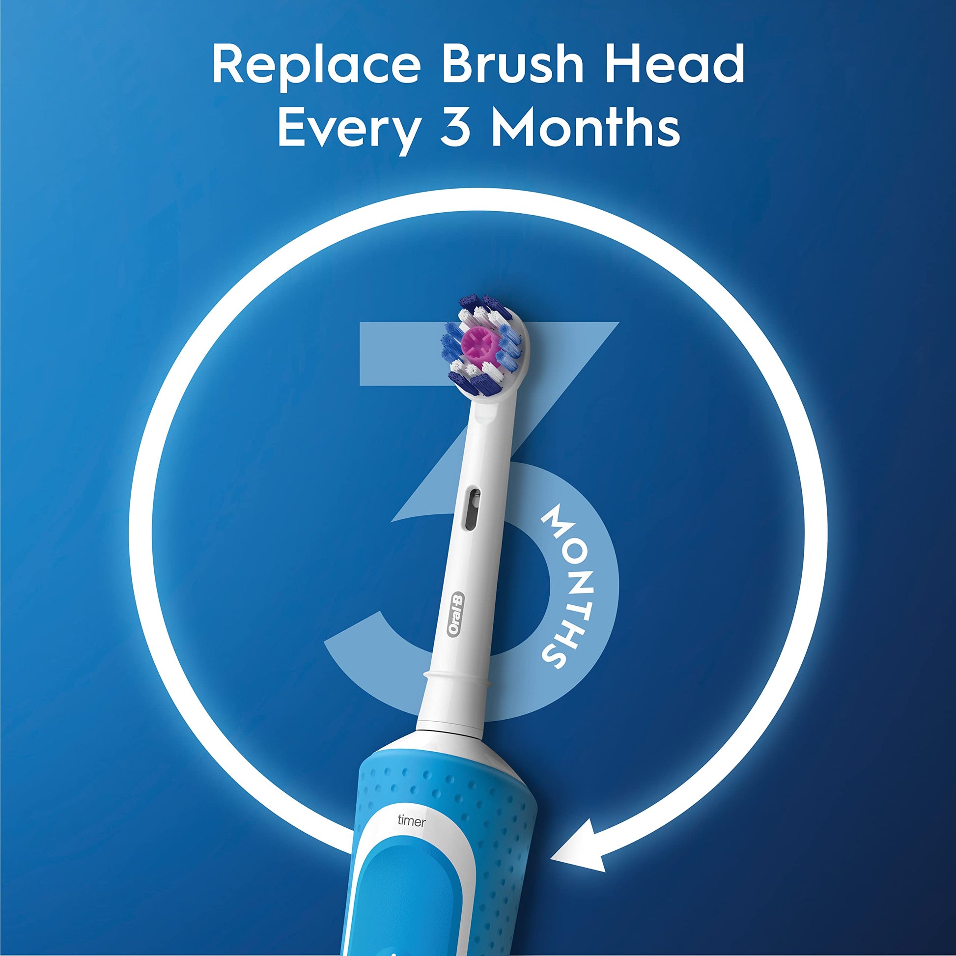 Oral-B Pro 400 3D White Vitality Electric Toothbrush with (2) Brush Heads, Rechargeable, Blue Oral-B
