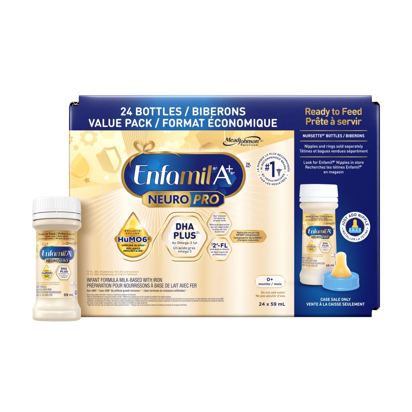 Enfamil A+ NeuroPro Ready-to-Feed Infant Formula, 24 Pack x 59mL, DHA & 2'FL for Brain & Immune Development, Newborn to 12 Months