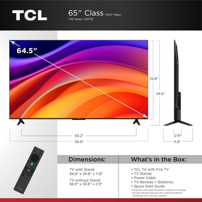 TCL 65" F7D Class 4K UHD HDR QLED Smart TV with Fire TV – 65F7D
