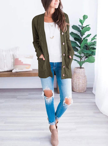 PRETTYGARDEN Women's Cable Knit Cardigan Sweaters Fall(Army Green,M) 🍁 All In One Marketplace Canada