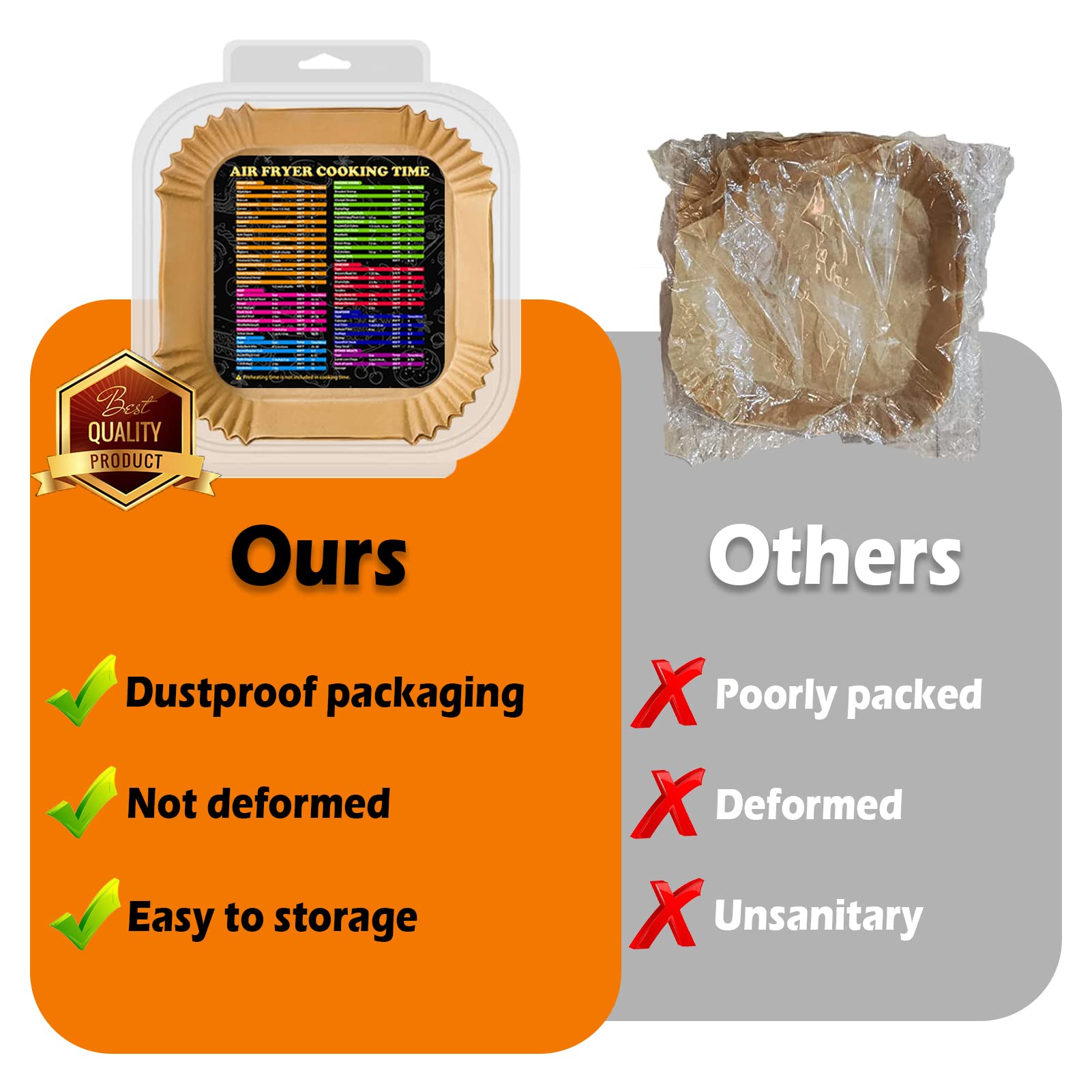 Air Fryer Liners, Airfryer Liners Disposable Square 9 Inch for 5-8QT Basket, Parchment Paper for Air Fryer Non-Stick Air Fryer Paper, Food Grade Air Fryer Parchment Paper Liners for Roasting Microwave - Available at All In One Marketplace Canada