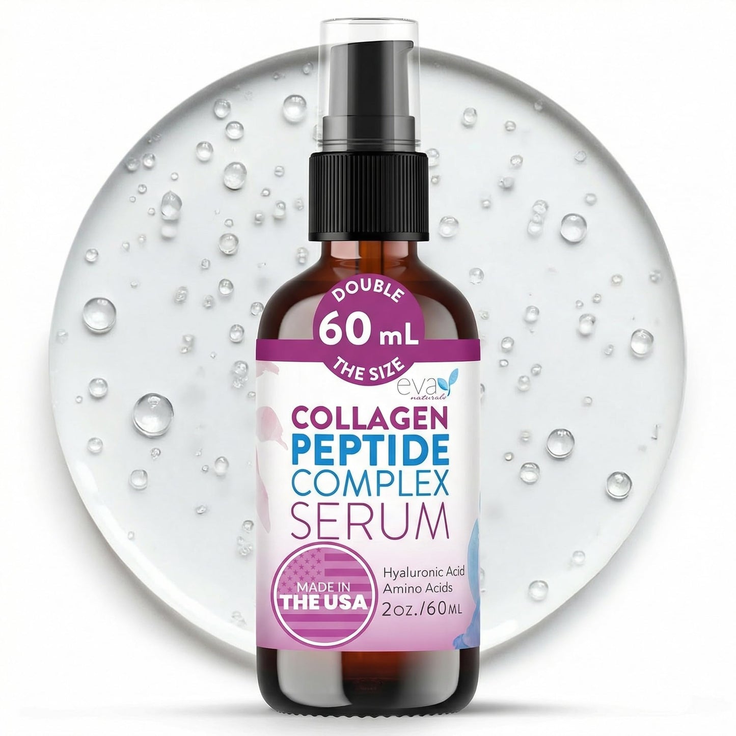 Eva Naturals Peptide Serum for Face – Collagen Boosting Anti-Aging Facial Serum for Wrinkles, Fine Lines & Microneedling – Skin Firming, Smoothing & Hydrating Peptides Booster - Available at All In One Marketplace Canada