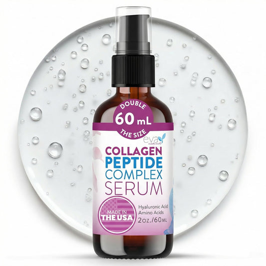 Eva Naturals Peptide Serum for Face – Collagen Boosting Anti-Aging Facial Serum for Wrinkles, Fine Lines & Microneedling – Skin Firming, Smoothing & Hydrating Peptides Booster - Available at All In One Marketplace Canada
