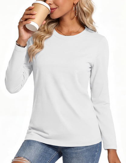 MAGCOMSEN Womens Long Sleeve Shirts Fall Clothes Basic Cotton Top White M 🍁 All In One Marketplace Canada