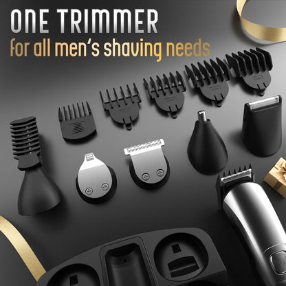 Ufree Beard Trimmer for Men, Waterproof Electric Razor Shaver for Nose, Body, Face and Mustache, Cordless Hair Clippers Men Grooming Kit, Gifts for Husband Father Silver - Available at All In One Marketplace Canada