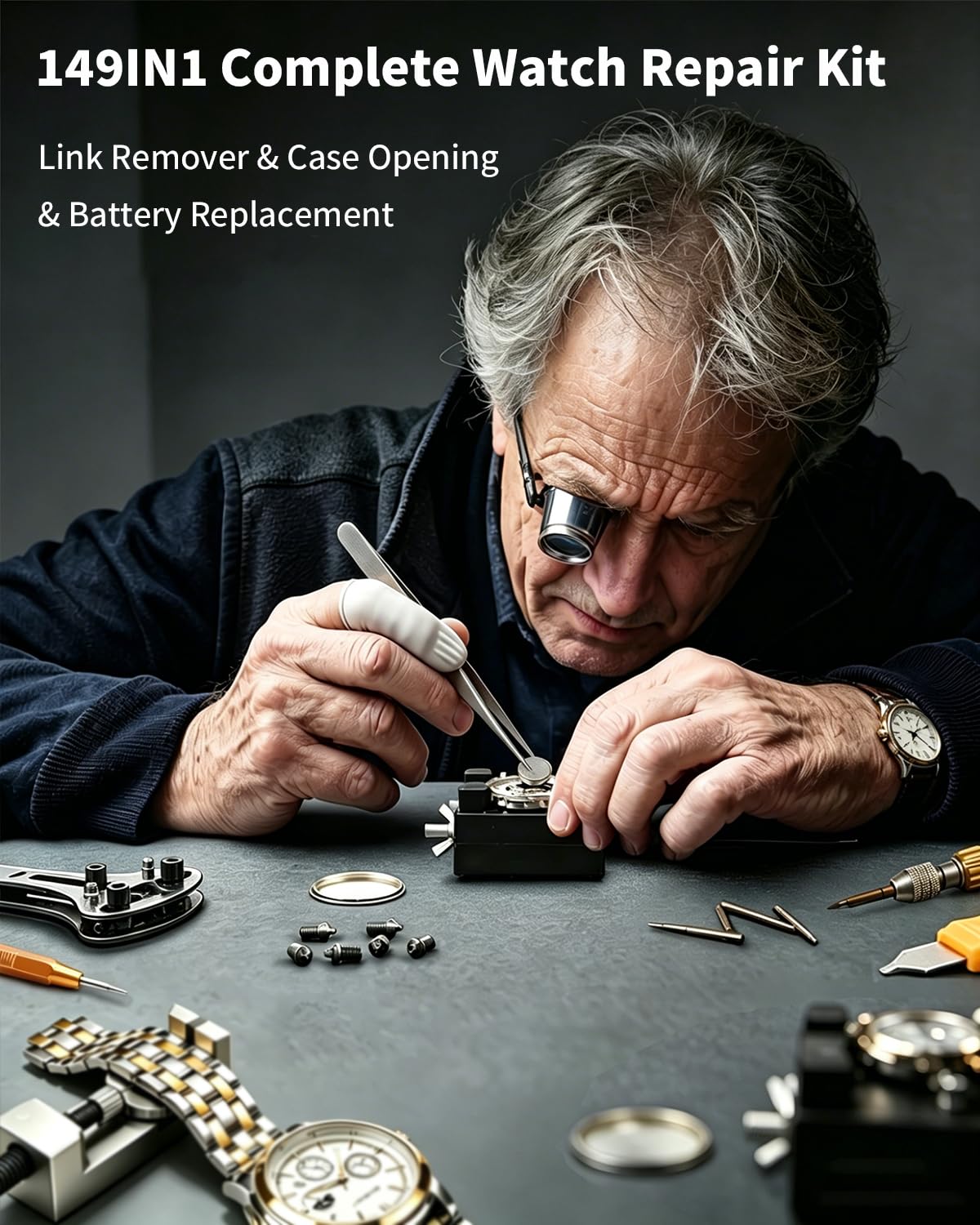 EasyTime Watch Repair Kit, Watch Link Removal Tool, Watch Band Adjustment, Including Watch Back Case Opener, Spring Bar, Operation Manual, Suitable for Battery Replacement and Strap disassemble - Available at All In One Marketplace Canada
