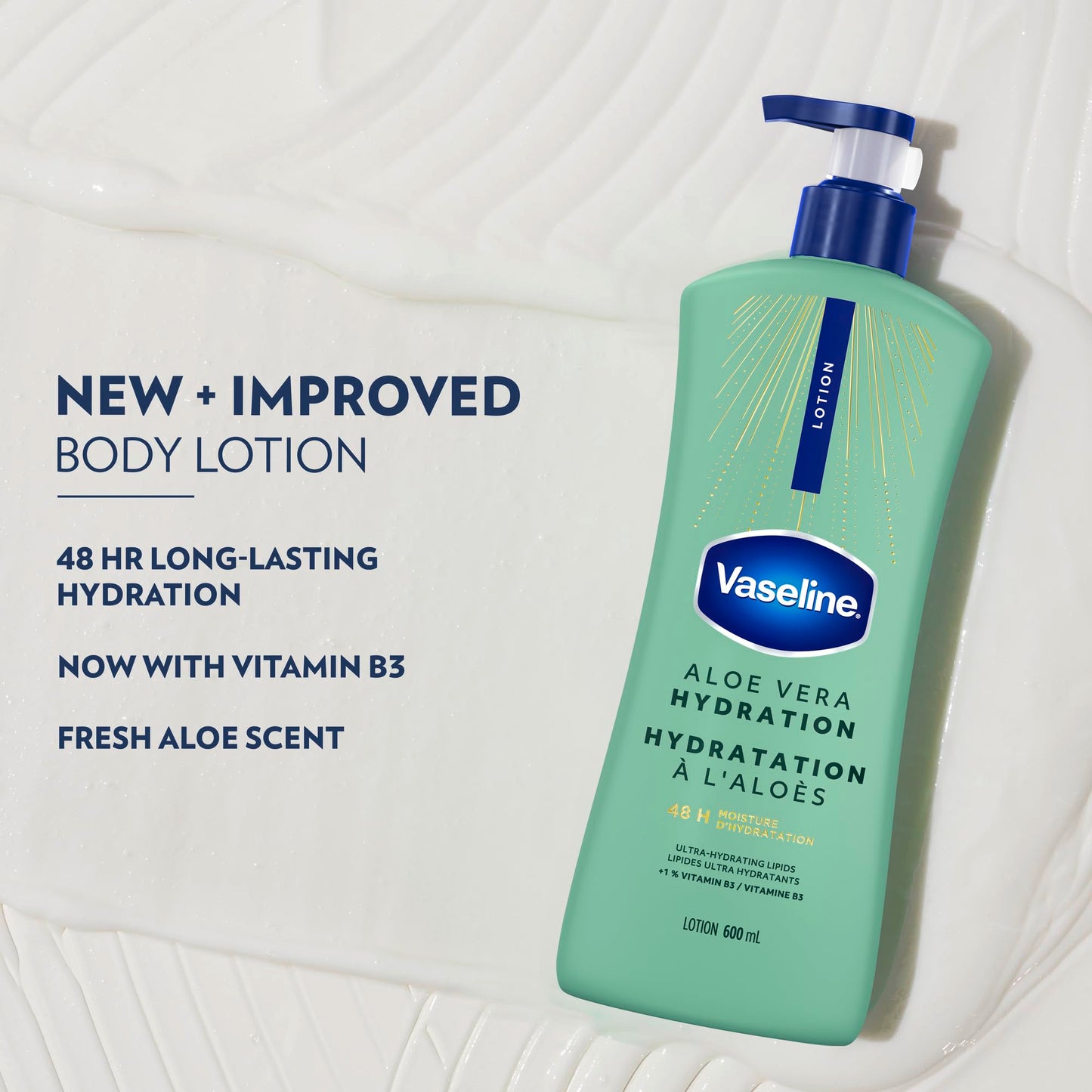 Vaseline Intensive Care Aloe Vera Hydration Body Lotion for Dry Skin with 48H Moisture + Ultra hydrating lipids, 600 ml (3-pack) - Available at All In One Marketplace Canada