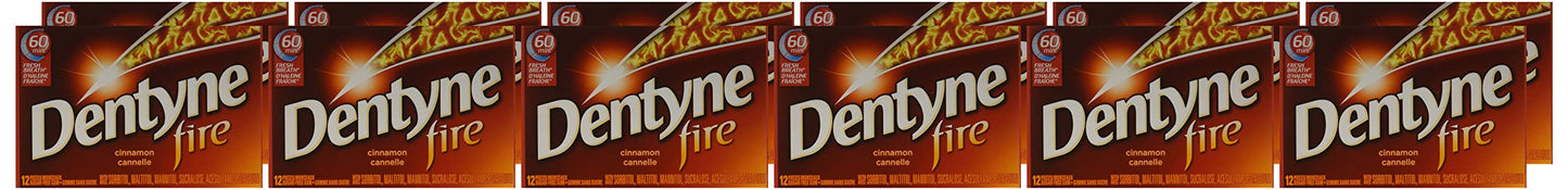 Dentyne Fire Sugar-Free Gum Bubble Gum, Cinnamon, 12 Pack (12 Pieces Each)