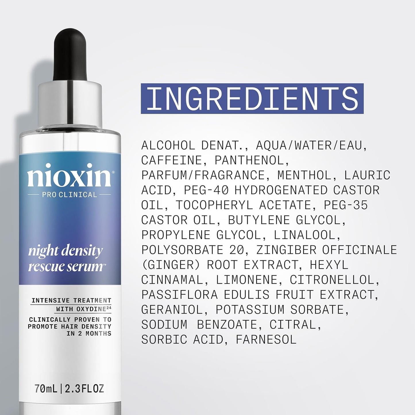 Nioxin Night Density Rescue Serum | Overnight Hair Thickening Serum | Protects Against Hair Breakage | Intensive Treatment with Oxydine | 2.4 Fl oz | 70 ml NIOXIN