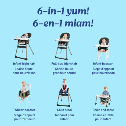 Graco Table2Table LX 6-in-1 Highchair, High Chair & Booster Seat for Babies, Toddlers and Big Kids, Asteroid