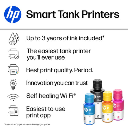HP Smart Tank 5102 Wireless All-in-One Refillable Printer, Scanner, Copier with up to 3 Years of Ink Included, Best for Home, Cartridge-Free. 🍁 All In One Marketplace Canada