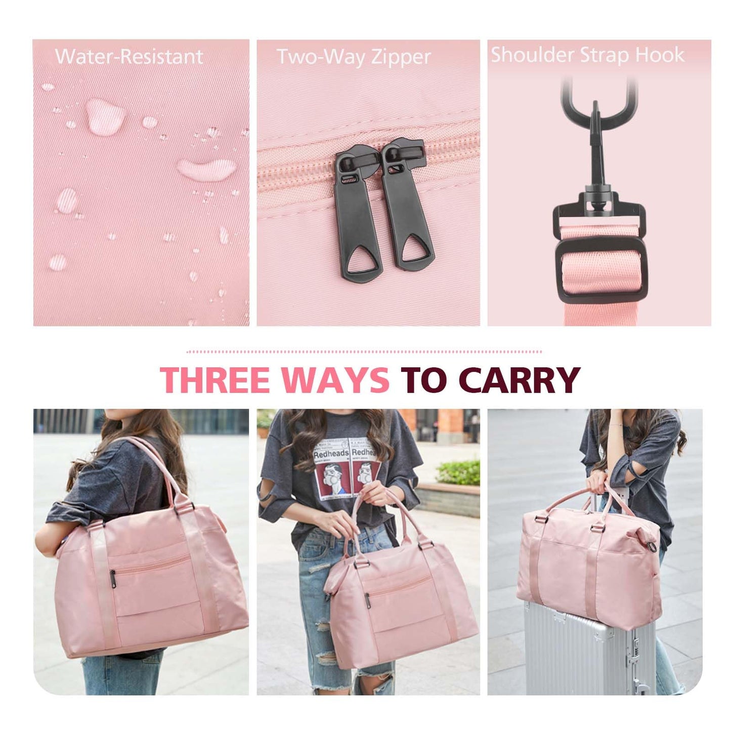 EASYFUN Travel Duffle Bag, Waterproof Weekender Carry On Tote Bags for Women, Men, Hospital Bag, Overnight Bag Luggage with Trolley Sleeve