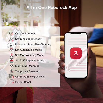 roborock Qrevo S5V Robot Vacuum and Mop, FlexiArm Edge Mopping, 12,000Pa Suction, Smart Obstacle Avoidance, Dual Anti-Tangle Brushes, 10mm Mop Lifting, Auto Mop Washing&Drying, Self-Emptying&Refilling