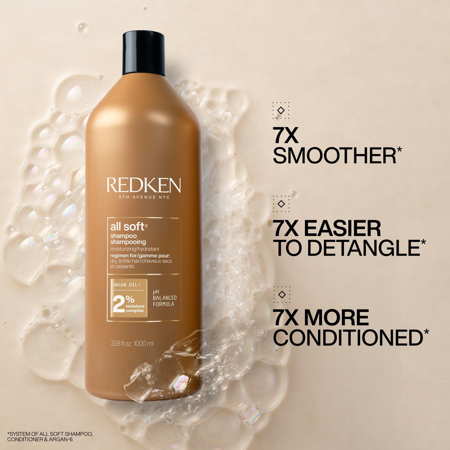 Redken All Soft Shampoo, For Dry/Brittle Hair, Moisturizes & Provides Intense Softness and Shine, With Argan Oil