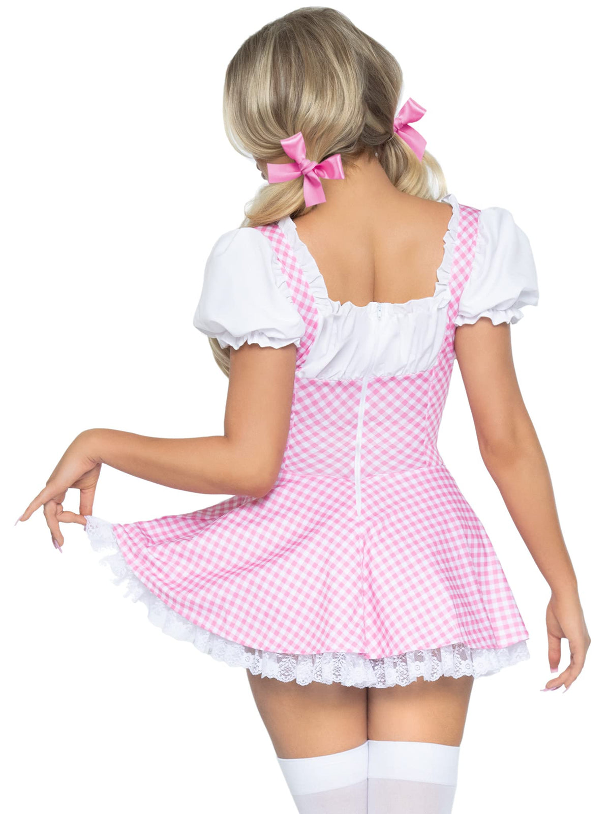Leg Avenue Women's Gingham Dress Halloween Costume, Pink/White, Small