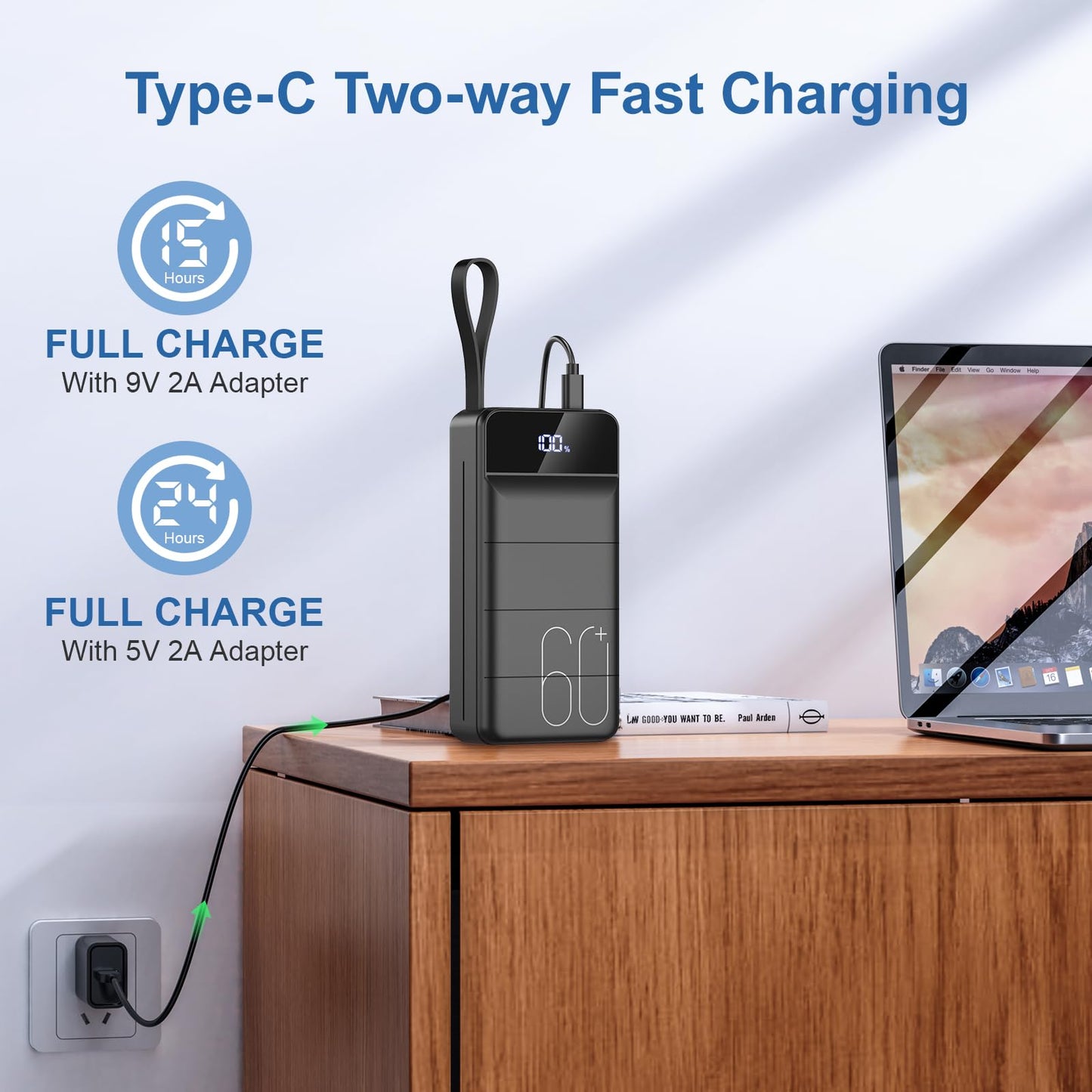 PowerBank 60000mAh Fast Charging,Battery Pack 22.5W Power Bank with USB C, Portable Charger,4 Outputs and 2 Inputs LED Display Compatible with Android Tablets iPhone etc. - Available at All In One Marketplace Canada