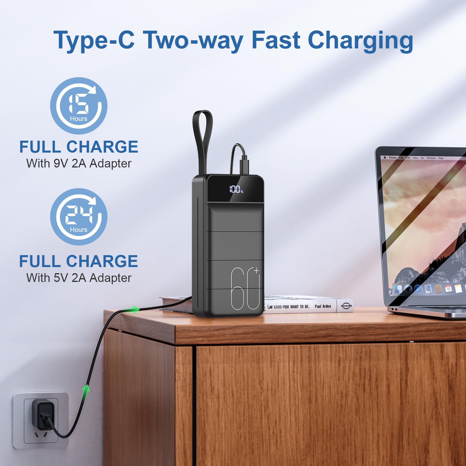 PowerBank 60000mAh Fast Charging,Battery Pack 22.5W Power Bank with USB C, Portable Charger,4 Outputs and 2 Inputs LED Display Compatible with Android Tablets iPhone etc. - Available at All In One Marketplace Canada