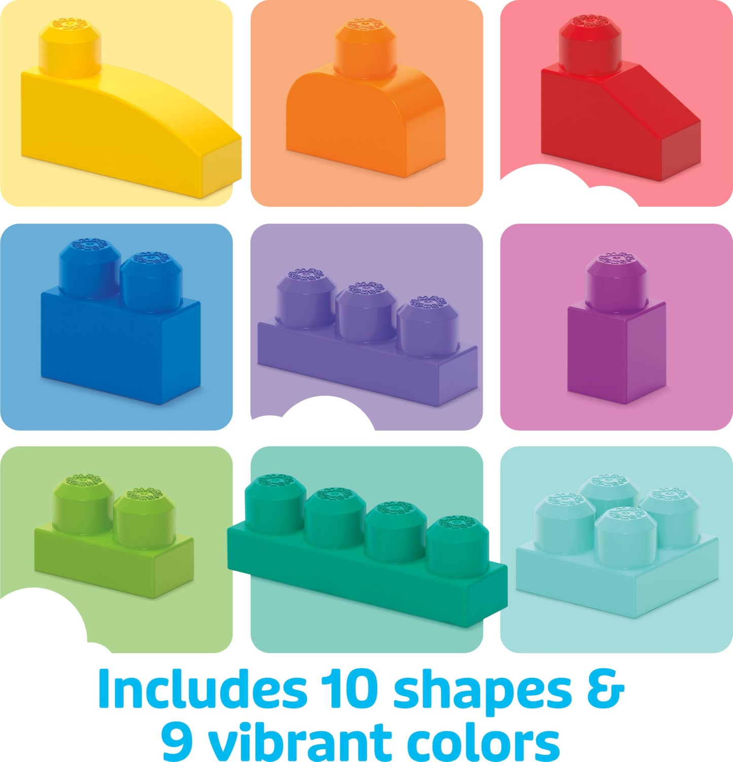 MEGA BLOKS First Builders Toddler Blocks Toys Set, Big Building Bag Collection with 80 Pieces and Storage, Blue, Ages 1+ Years