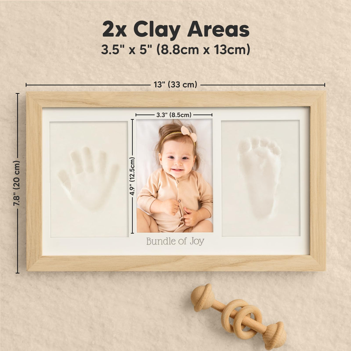 KeaBabies Baby Hand and Footprint Kit, Clay Keepsake Frame (Ash Wood) 🍁 All In One Marketplace Canada