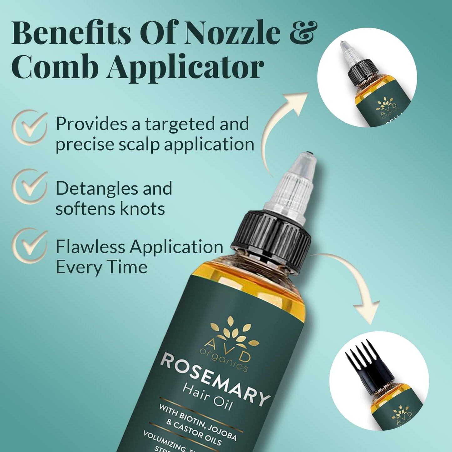 AVD Organics Rosemary Oil for Hair Growth | Infused with Biotin | Hair Strengthening, Nourishing and Volumizing | infused with Jojoba & Castor Oil | NON - GMO 120ml