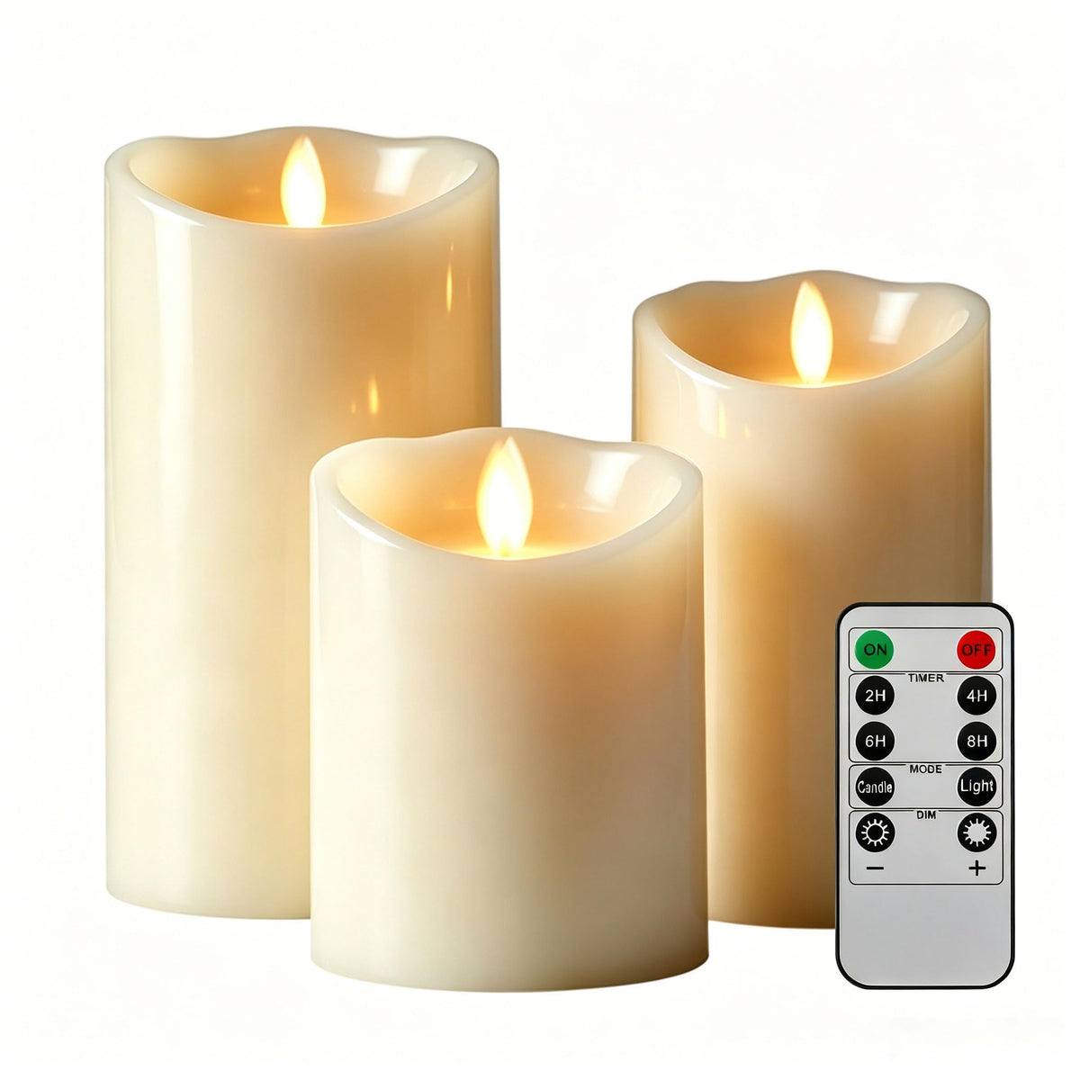 3 Pack Ivory Slant Top Flameless Candles, Real Wax Moving Flame LED Taper Candles with Remote Control, Battery Operated Flickering Candles for Home, Wedding, Christmas Holiday Decor 🍁 All In One Marketplace Canada