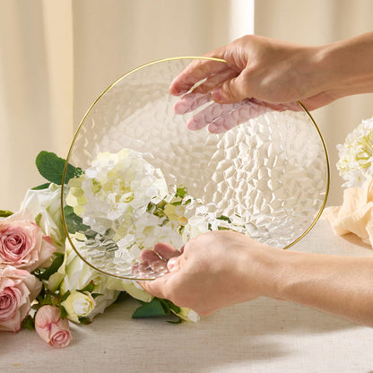 Goodluck 100 Pcs Clear Hammered Plastic Plates with Gold Rim for 50 Guests 🍁 All In One Marketplace Canada
