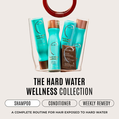 Malibu C Hard Water Hair Clarifying Shampoo - Sulfate Free Chelating Formula for Build Up & Scalp Detox - Removes Minerals, Prevents Discoloration, Restores Shine - Vegan Hair Care Products, 9oz