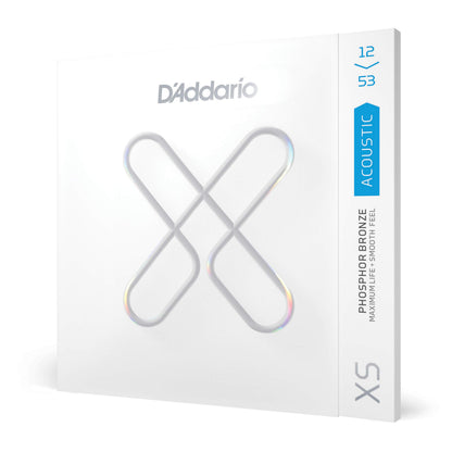 D'Addario Acoustic Guitar Strings, XS Phosphor Bronze Coated, XSAPB1253, Light Gauge 12-53, 6-String Set, Pack of 1