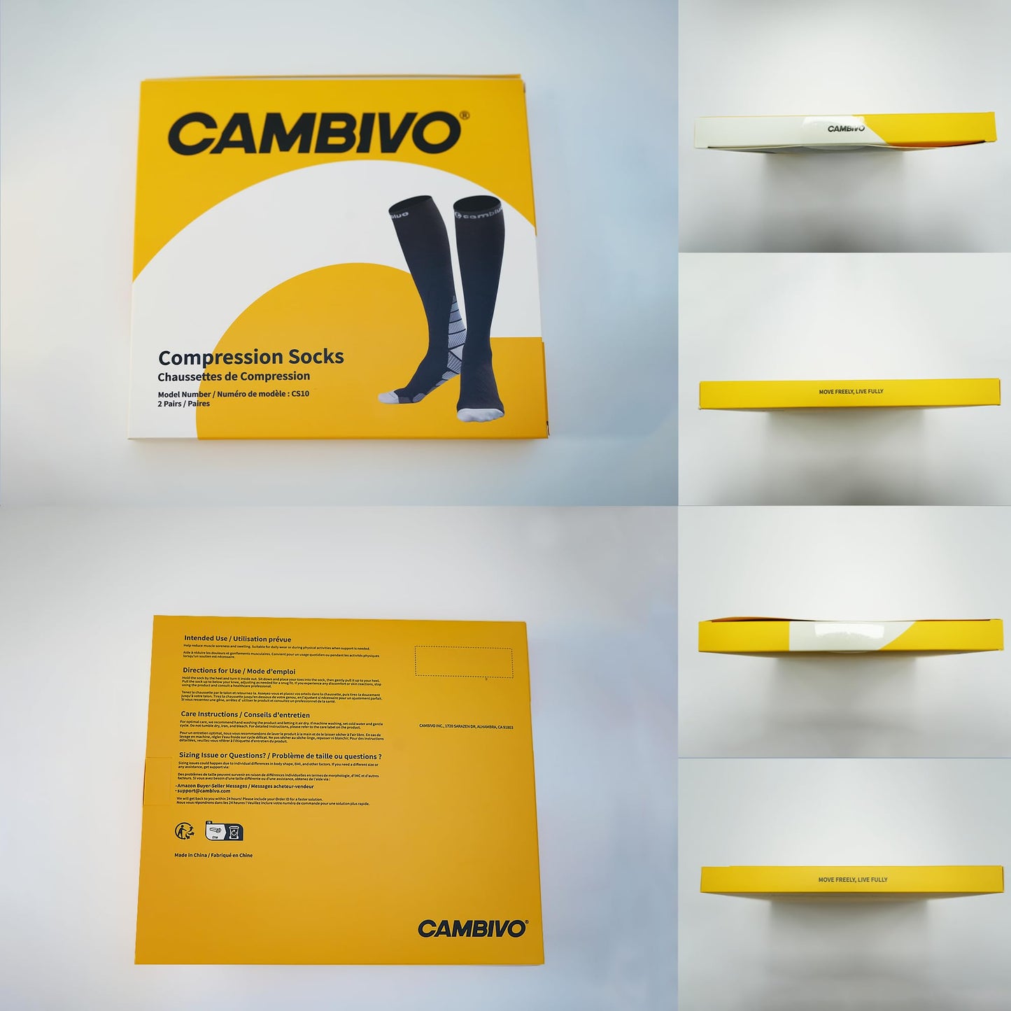 CAMBIVO 2 Pairs Compression Socks for Men and Women(20-30 mmHg), Compression Stocking for Swelling, Nurse, Flight(Black, SM)