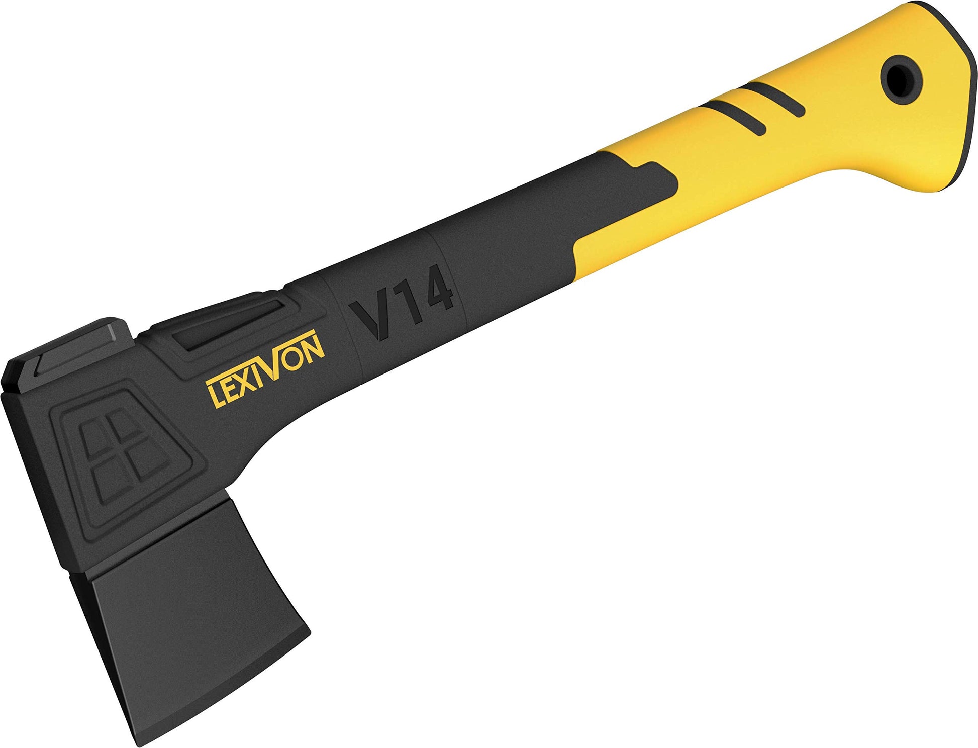 LEXIVON V14 Camping Hatchet, 14-Inch Axe | Ergonomic TPR Grip, Lightweight Fiber-Glass Composite Handle | Protective Carrying Sheath Included (LX-V14) LEXIVON